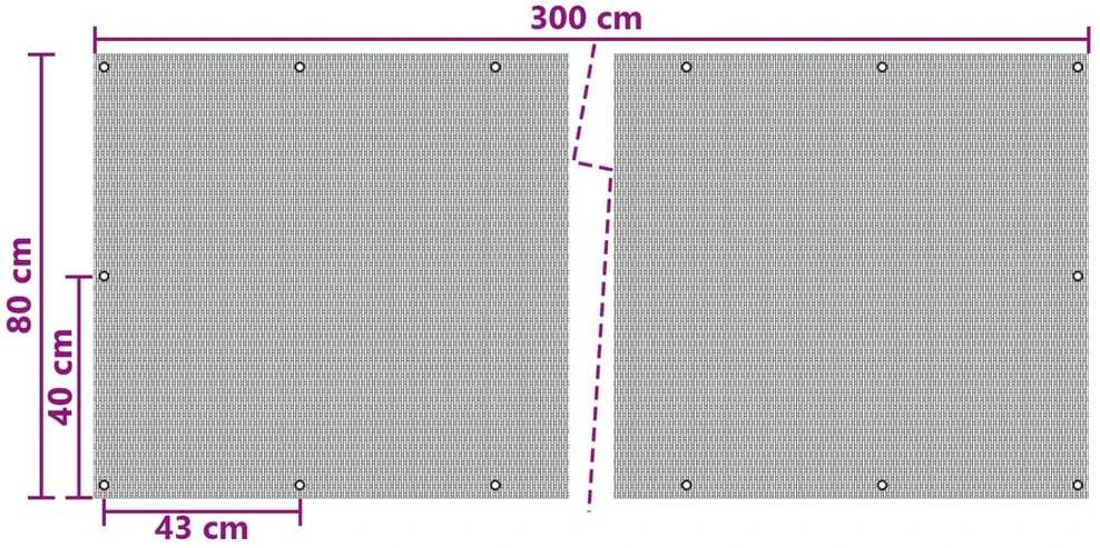 Balkono Ekranas su Skylutėmis 300 x 80 cm poliratanas Antracito