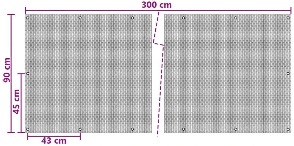 Balkono Ekranas su Skylutėmis 300 x 90 cm poliratanas Antracito