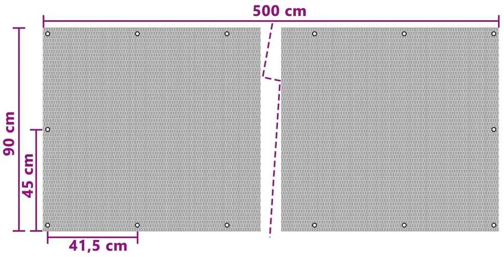 Balkono Ekranas su Skylutėmis 500 x 90 cm poliratanas Antracito