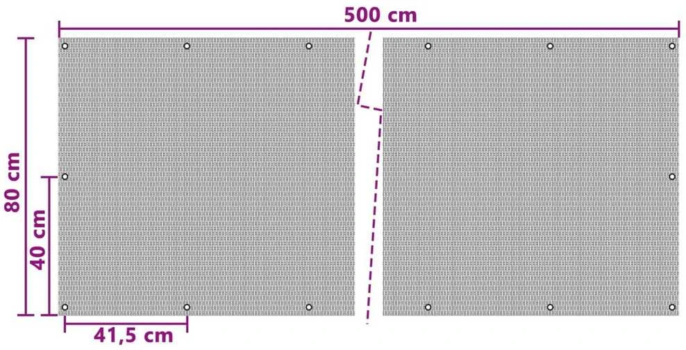 Balkono Ekranas su Skylutėmis 500 x 80 cm poliratanas Juoda