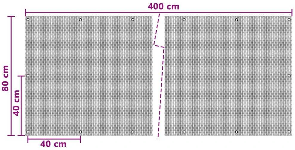 Balkono Ekranas su Skylutėmis 400 x 80 cm poliratanas Juoda