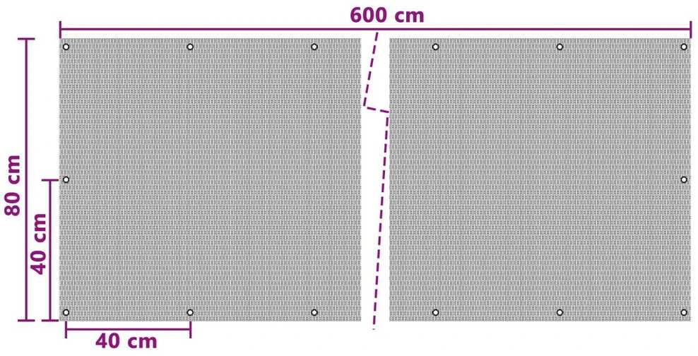 Balkono Ekranas su Skylutėmis 600 x 80 cm poliratanas Juoda