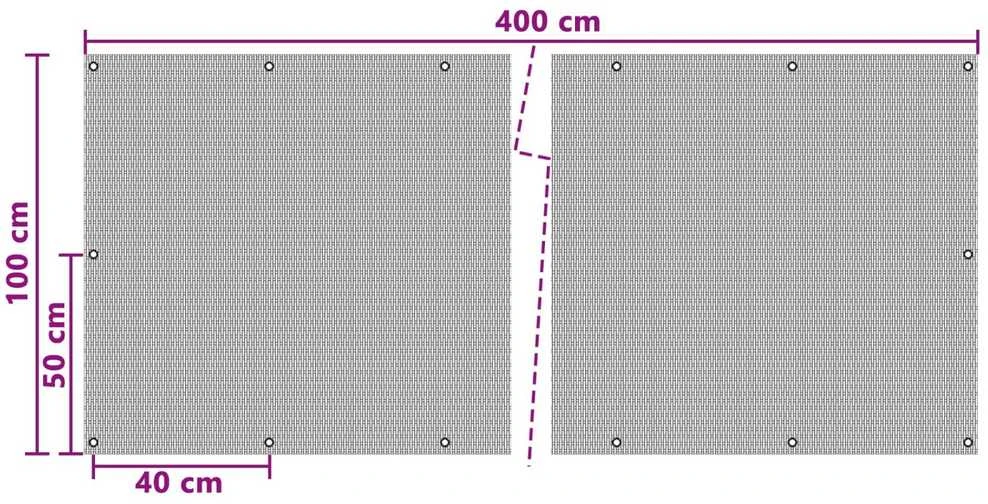 Balkono Ekranas su Skylutėmis 400 x 100 cm poliratanas Juoda