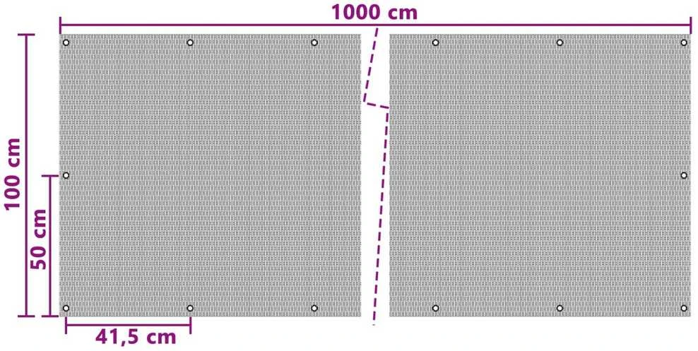 Balkono Ekranas su Skylutėmis 1000 x 100 cm poliratanas Juoda
