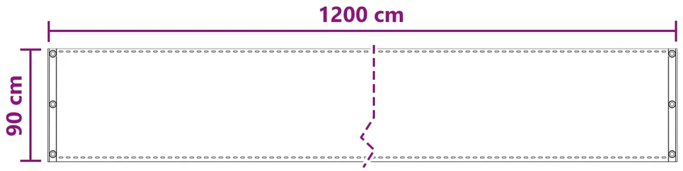 Balkono uždanga Šviesiai pilka 90 x 1200 cm HDPE ir aliuminis