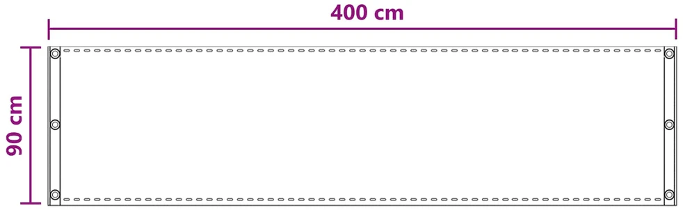 Balkono uždanga Šviesiai pilka 90 x 400 cm HDPE ir aliuminis