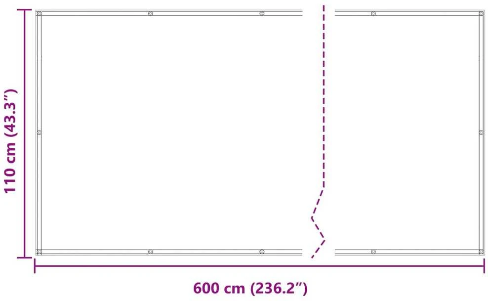 Balkono Ekranas 110 x 600 cm Oksfordo audinys Stačiakampio