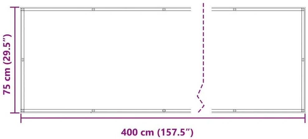 Balkono Ekranas 75 x 400 cm Oksfordo audinys Stačiakampio