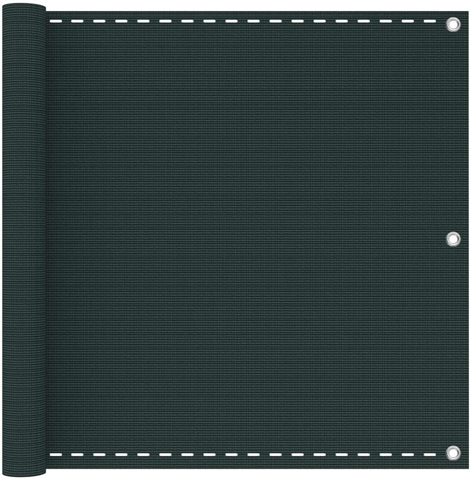 Balkono uždanga Tamsiai žalia 90 x 700 cm HDPE ir aliuminis