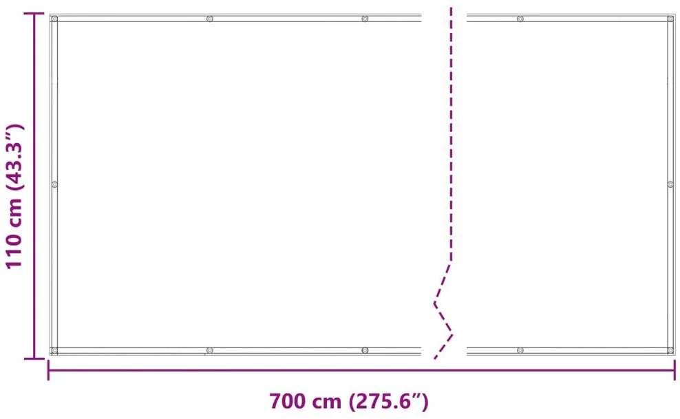 Balkono Ekranas 110 x 700 cm Oksfordo audinys Stačiakampio