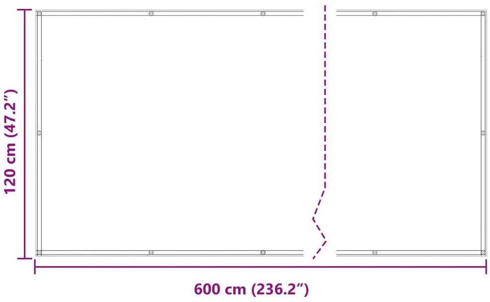 Balkono Ekranas 120 x 600 cm Oksfordo audinys Stačiakampio