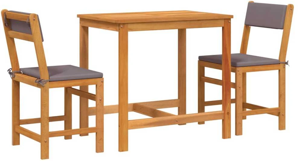 Lauko baldų komplektas Balkono komplektas su pagalvėlėmis, 3 dalių, akacijos masyvas