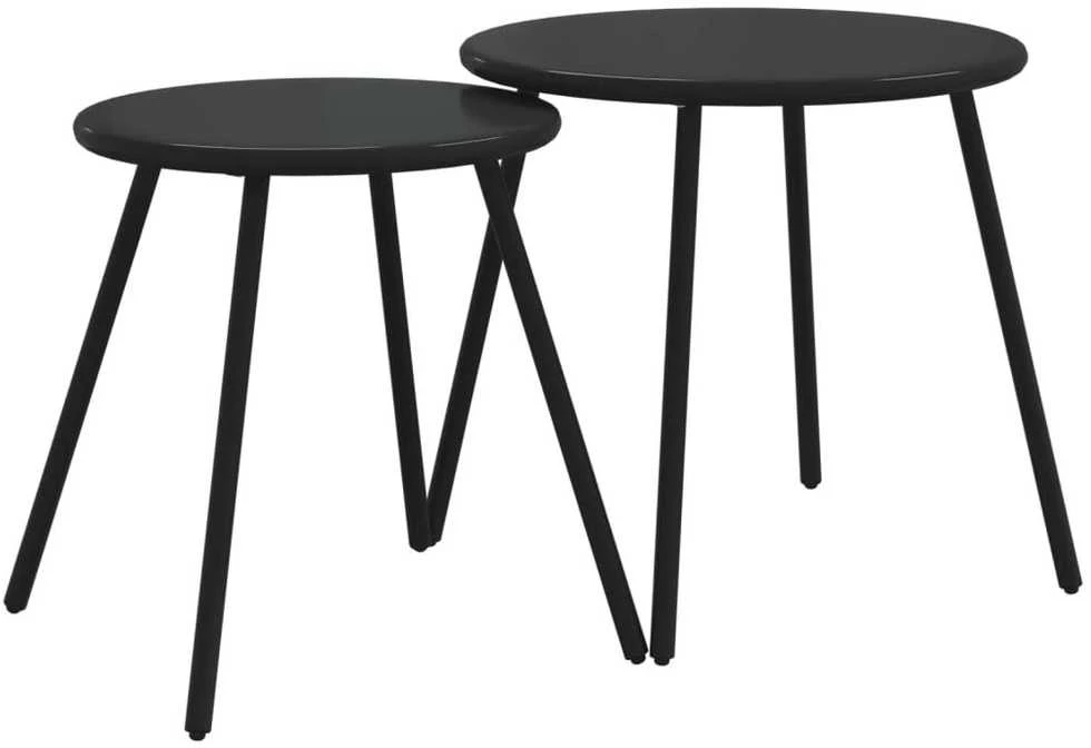 Lauko baldų komplektas Balkono komplektas su pagalvėlėmis, 4 dalių, juodas, plienas