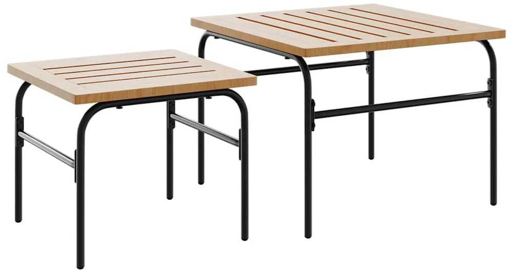 Lauko baldų komplektas Balkono komplektas su pagalvėlėmis, 5 dalių, juodas, plienas