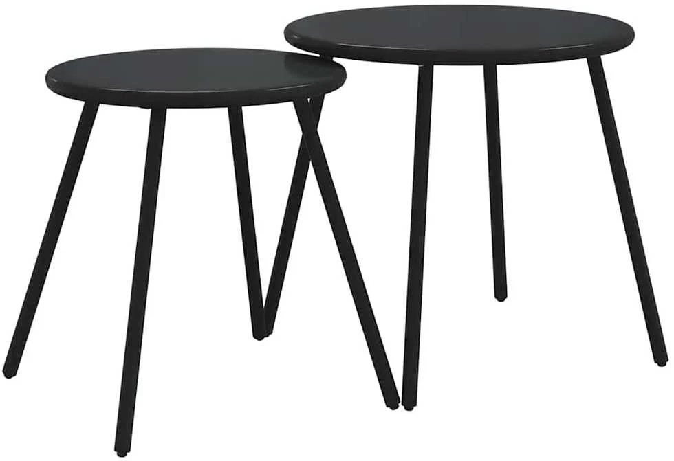 Lauko baldų komplektas Balkono komplektas su pagalvėlėmis, 5 dalių, juodas, plienas