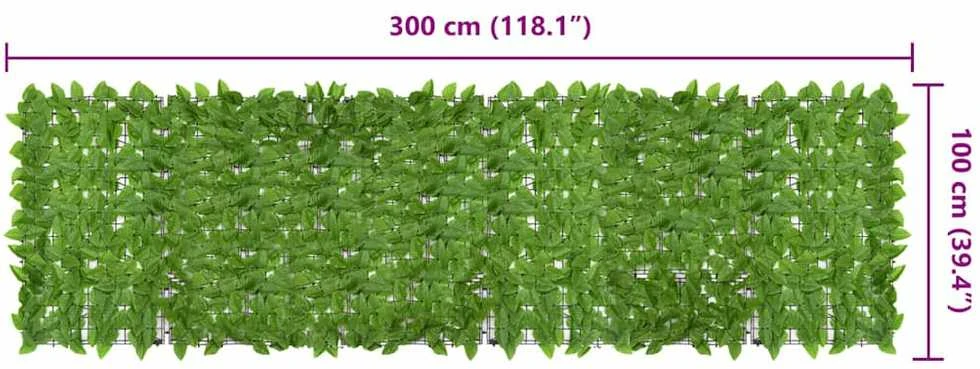 Balkono pertvara, 300x100cm, su žaliais lapais