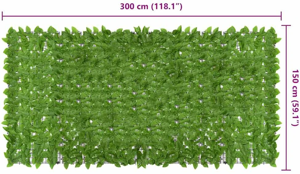 Balkono pertvara, 300x150cm, su žaliais lapais