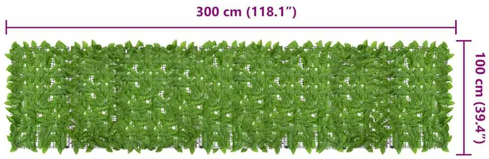Balkono pertvara, 400x100cm, su žaliais lapais