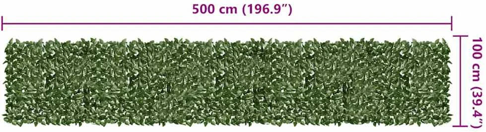 Balkono pertvara, 500x100cm, su tamsiai žaliais lapais
