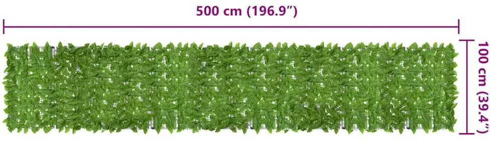 Balkono pertvara, 500x100cm, su žaliais lapais