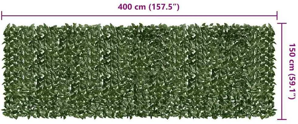 Balkono pertvara, 500x150cm, su tamsiai žaliais lapais