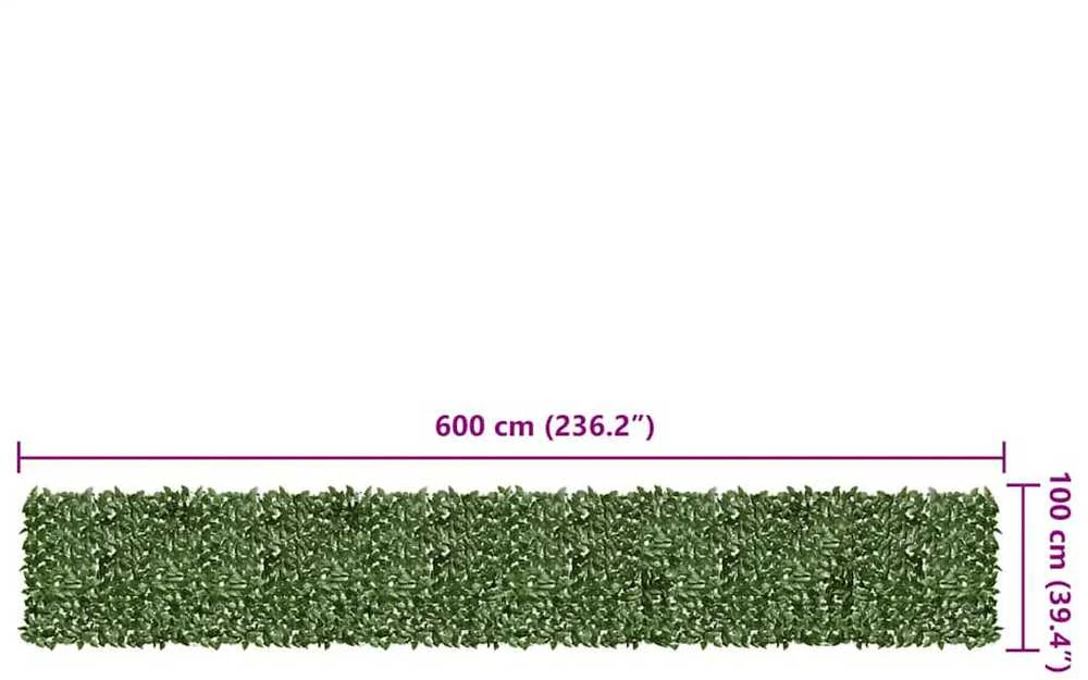 Balkono pertvara, 600x100cm, su tamsiai žaliais lapais