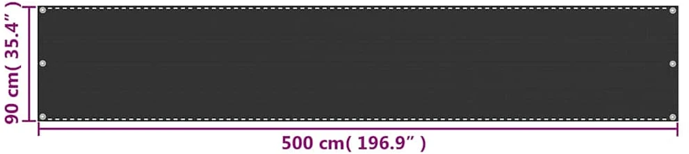 Balkono pertvara, antracito spalvos, 90x500cm, HDPE