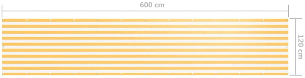 Balkono pertvara, balta ir geltona, 120x600cm, oksfordo audinys