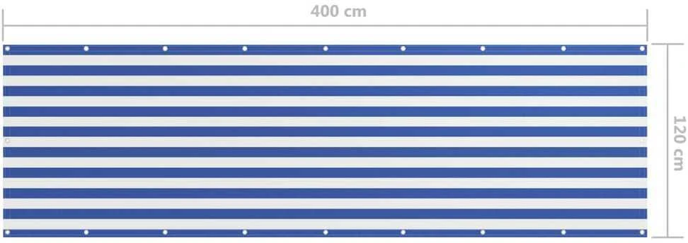Balkono pertvara, balta ir mėlyna, 120x400cm, oksfordo audinys