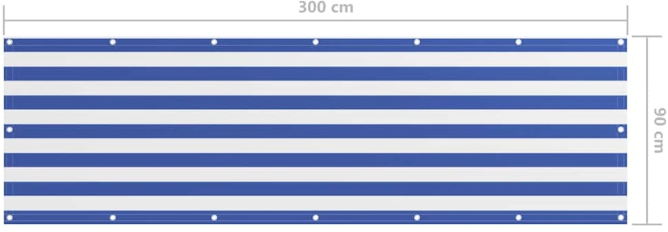Balkono pertvara, balta ir mėlyna, 90x300cm, oksfordo audinys