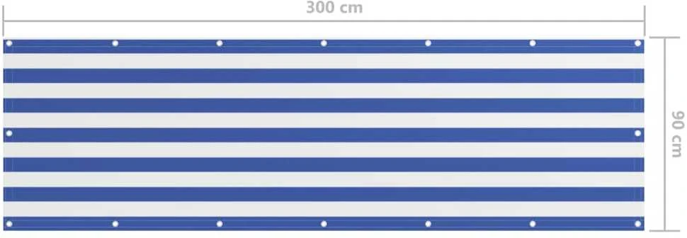 Balkono pertvara, balta ir mėlyna, 90x300cm, oksfordo audinys