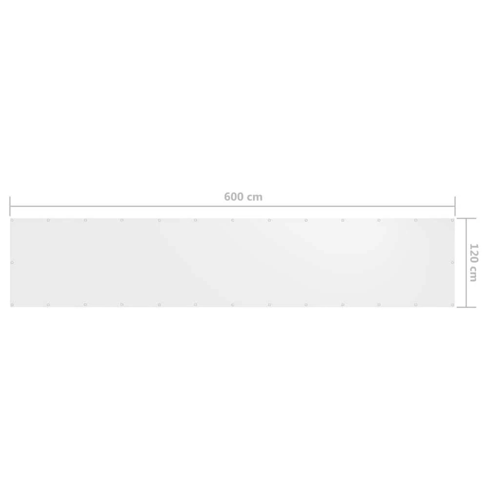 Balkono pertvara, baltos spalvos, 120x600cm, oksfordo audinys