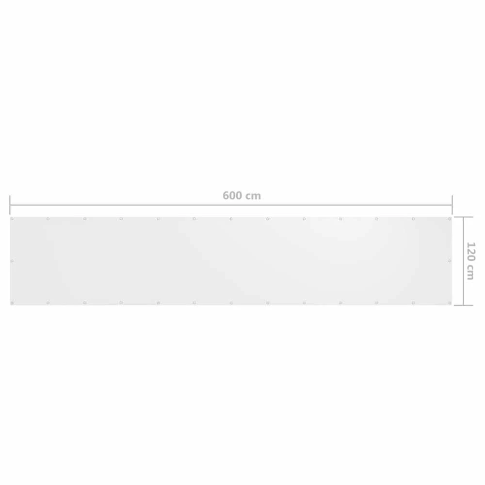 Balkono pertvara, baltos spalvos, 120x600cm, oksfordo audinys
