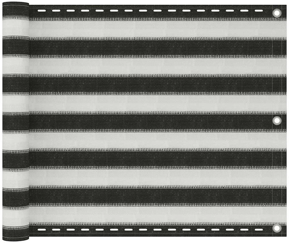 Balkono Pertvara, HDPE, 75x600 cm, Antracito ir Baltos Spalvos