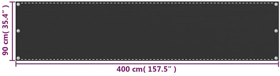 Balkono Pertvara, HDPE, 90x400 cm, Antracito Spalvos