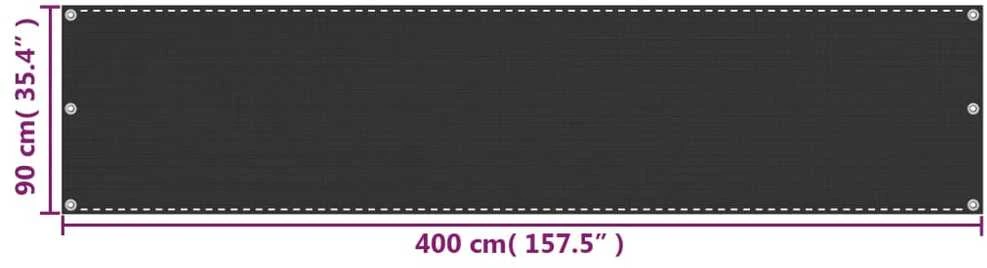 Balkono Pertvara, HDPE, 90x400 cm, Antracito Spalvos