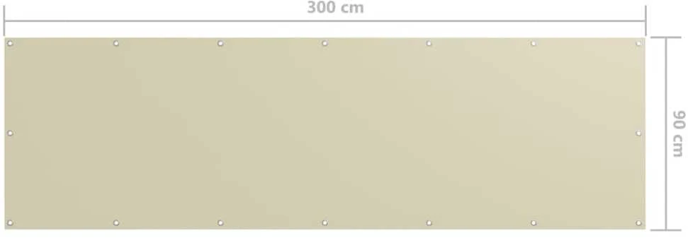 Balkono pertvara, kreminės spalvos, 90x300cm, oksfordo audinys