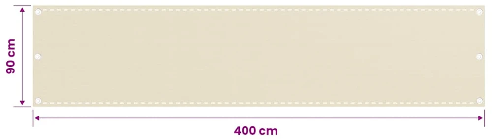 Balkono pertvara, kreminės spalvos, 90x400cm, HDPE