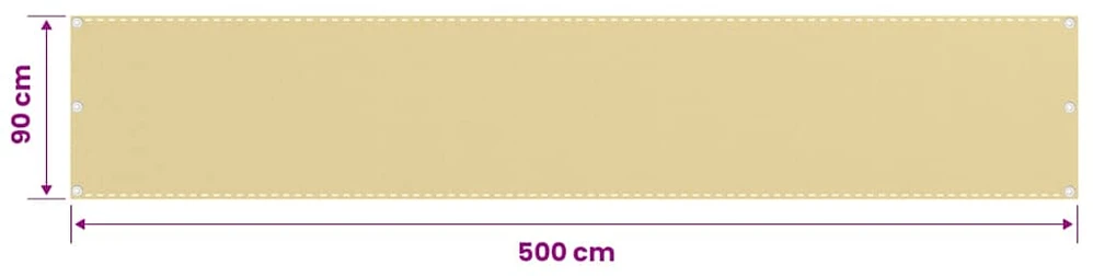 Balkono pertvara, kreminės spalvos, 90x500cm, HDPE