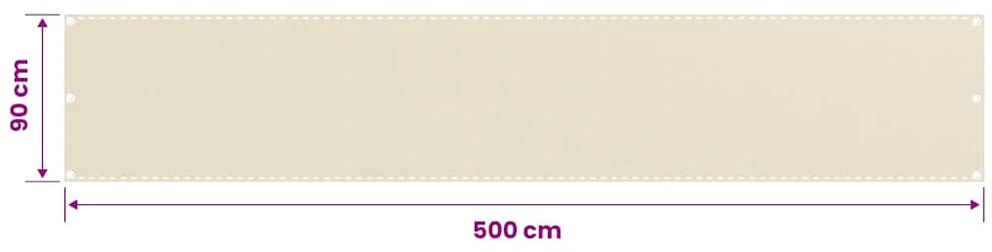 Balkono pertvara, kreminės spalvos, 90x500cm, HDPE