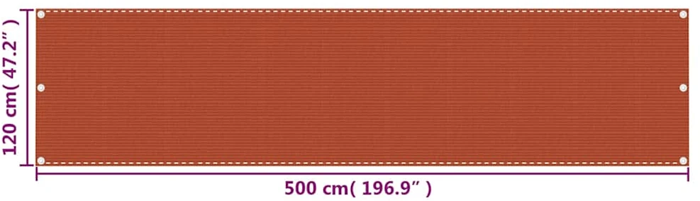 Balkono pertvara, oranžinės spalvos, 120x500cm, HDPE