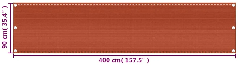 Balkono pertvara, oranžinės spalvos, 90x400cm, HDPE