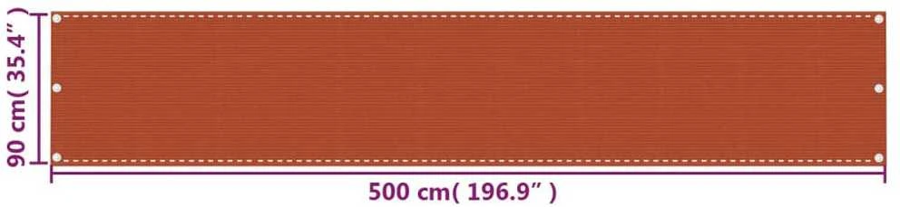 Balkono pertvara, oranžinės spalvos, 90x500cm, HDPE