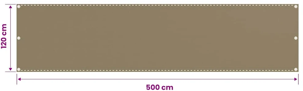 Balkono pertvara, taupe spalvos, 120x500cm, HDPE