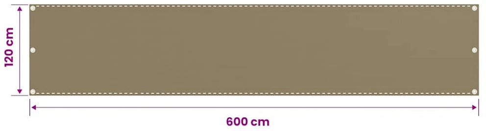 Balkono pertvara, taupe spalvos, 120x600cm, HDPE