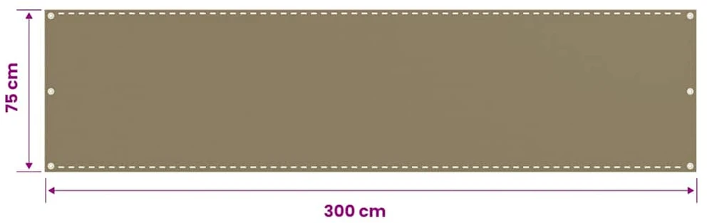 Balkono pertvara, taupe spalvos, 75x300cm, HDPE