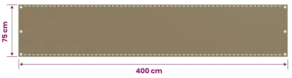 Balkono pertvara, taupe spalvos, 75x400cm, HDPE