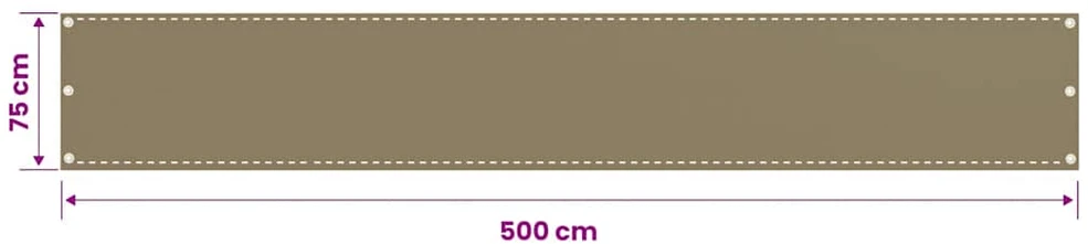 Balkono pertvara, taupe spalvos, 75x500cm, HDPE