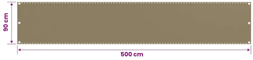 Balkono pertvara, taupe spalvos, 90x500cm, HDPE