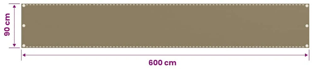 Balkono pertvara, taupe spalvos, 90x600cm, HDPE